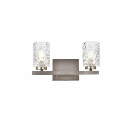 CLING Cassie 2 Lights Bath Sconce in Stain Nickel with Clear Shade CL2960206
